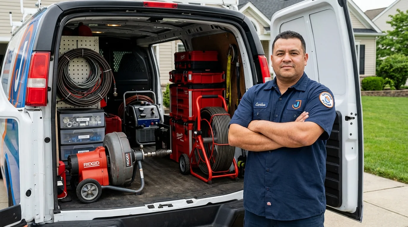Professional drain cleaning equipment and Johns Plumbing LLC plumber in Great Bend