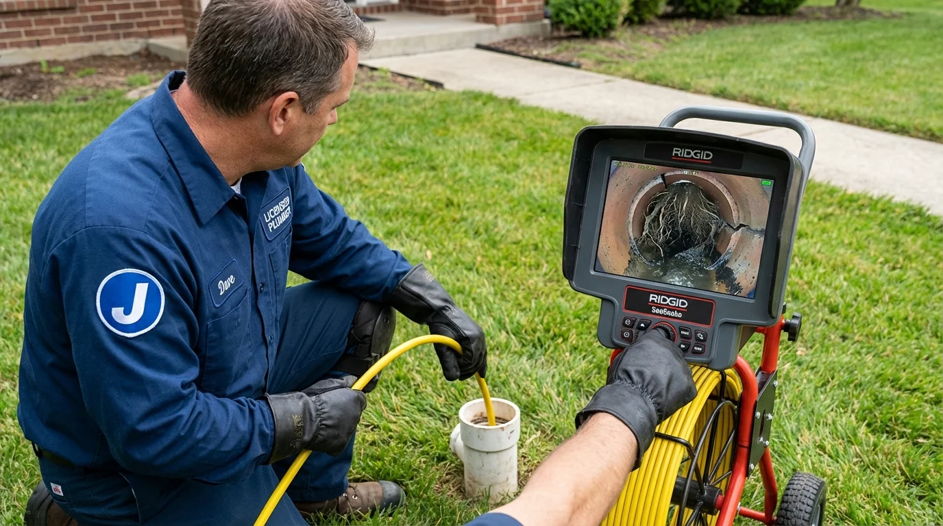 Sewer camera inspection being performed by Johns Plumbing LLC in Great Bend
